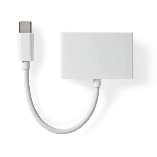 Nedis Usb c Adapter USB 2.0 Hann 3.5 Mm Hun 0.10 M Rund Nikkel Belagt Abs/pvc Hvit Boks