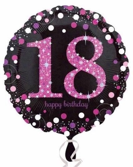 18 års Feiring   Svart og Rosa Folieballong Sparkling 3D Effekt 81 Cm