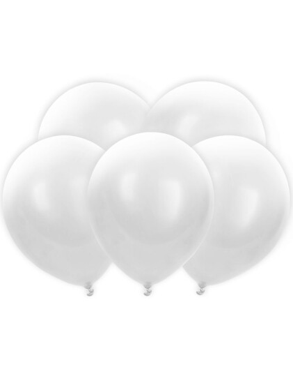 Partydeco 5 stk 30 cm Ballonger med LED Lys Hvit