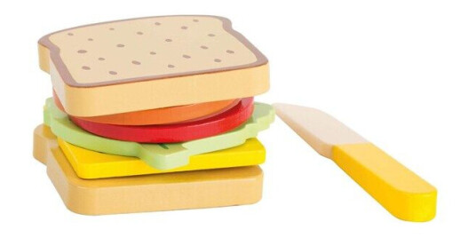 Small Foot Wooden Play Food Sandwich with Cutler Small Foot Wooden Play Food Sandwich with Cutler