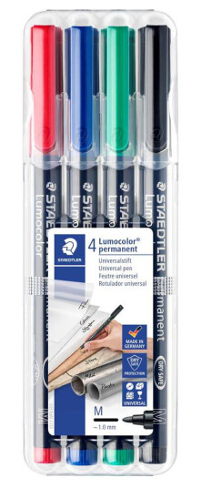 Staedtler Merkepenn Lumocolor permanent 1.0mm tupp 4 farger Staedtler Merkepenn Lumocolor permanent 1.0mm tupp 4 farger