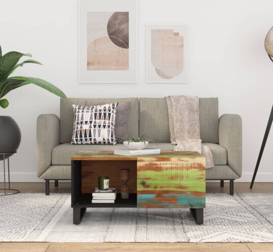 Salongbord 80x50x40 cm gjenvunnet heltre og konstruert tre 8720845578534