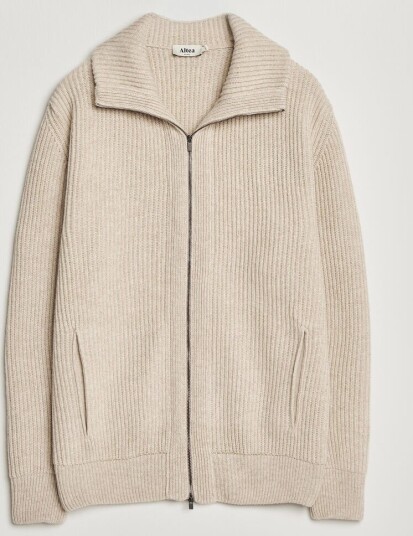Altea Rib Wool Bomber Cardigan Beige Altea Rib Wool Bomber Cardigan Beige