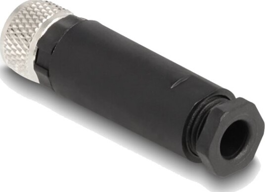Delock Nettverkkontakt 3-Stifts M8 Hunn Til 3-Pole Screw Terminal Hunn 12.1 Mm Ip67 A-Coded Svart