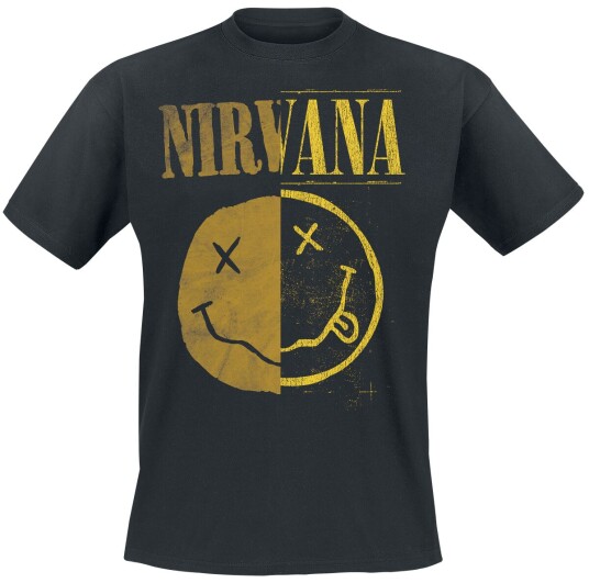 Nirvana T-skjorte Spliced Smiley S til XXL Herrer svart Nirvana T-skjorte Spliced Smiley S til XXL Herrer svart