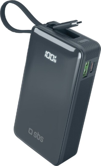 Sbs Powerbank 10 000 mAh Med Innebygd USB-C-Kabel Blå Sbs Powerbank 10 000 mAh Med Innebygd USB-C-Kabel Blå