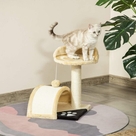 Beige Cat Skrapestolpe Med Lekeballer 46 cm