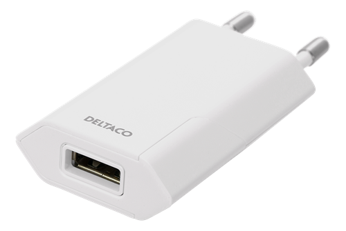 Deltaco Usb Wall Charger, 100 – 240 V, 1x Usb-A, 1 A, 5 W, Retail, White