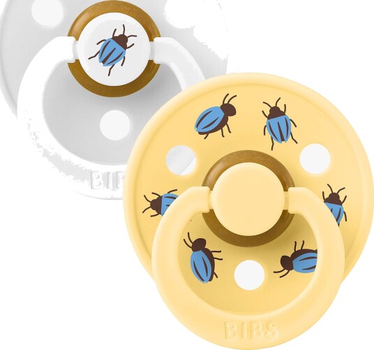 BIBS Studio Colour Smokk Beetle Mix 2-Pakk Lateks Str. 1 Rund, White/Pale Butter