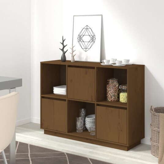 vidaXL Skjenk honningbrun 110,5x35x80 heltre furu