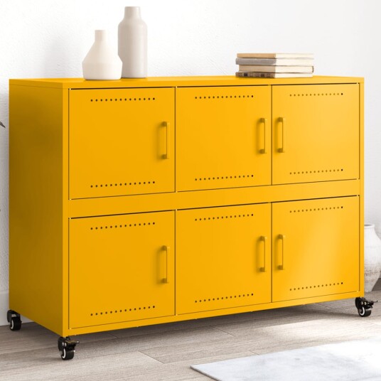 Skjenk sennepsgul 100,5x39x72 cm kaldvalset stål 8721102636264