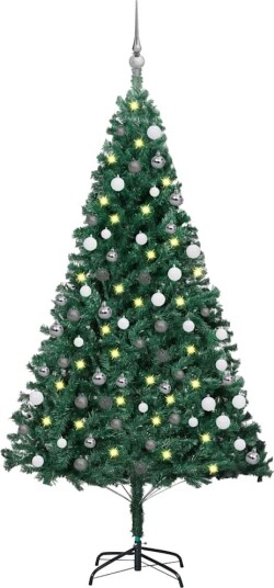 vidaXL Kunstig juletre med LED og kulesett 120 cm PVC grønn vidaXL Kunstig juletre med LED og kulesett 120 cm PVC grønn