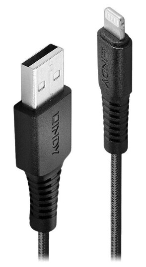 Lindy 3 m Lightning til USB-kabel - Svart, Halogenfri