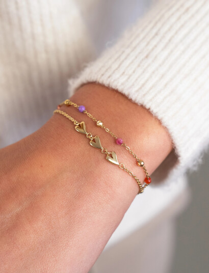 My Jewellery Bracelet 3 Horizontal Hearts   Gold   ONE SIZE