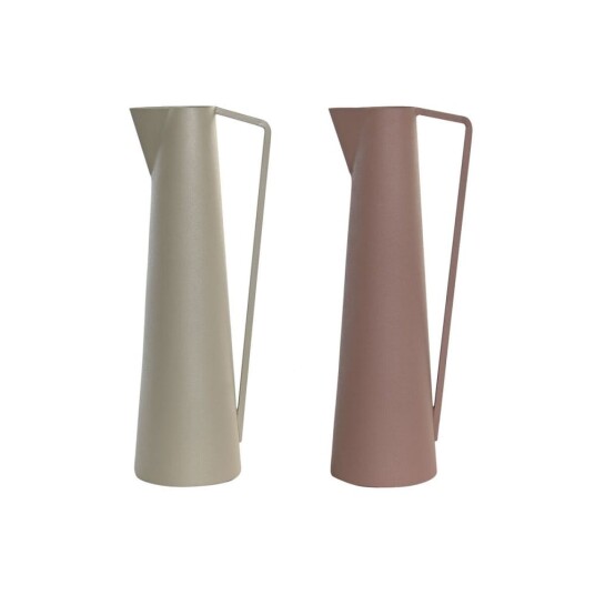 Dkd Home Decor Vase Dkd Home Decor 12 X 10 X 35 Cm Beige Rosa Jern (2 Enheter)