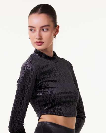 Bumpro Logomania Velour Turtle Neck Black - L
