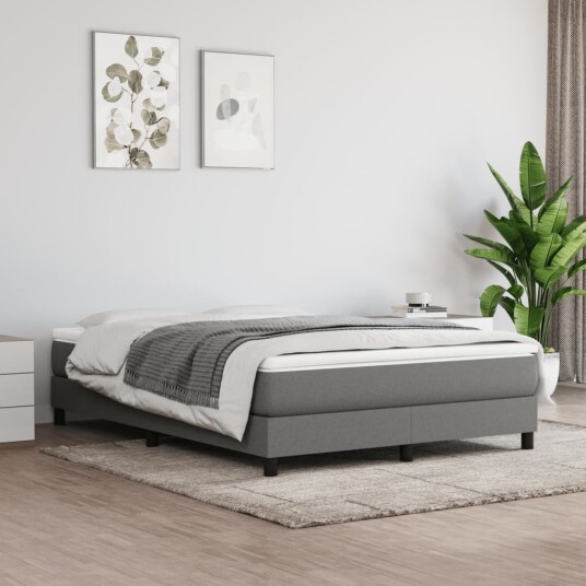 vidaXL Boxspring-sengeramme mørkegrå 135x190 cm Double stoff