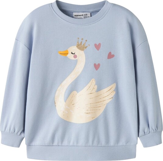 Name It Collegegenser Lang NmfValona Dempet Blue/Swan Prin Name It 5 år (110) Collegegenser Lyseblå