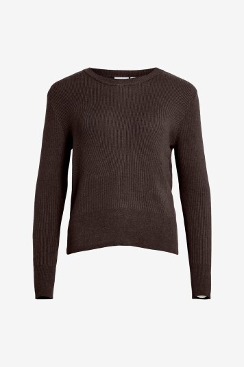Vila - Genser viComfy O-neck L/S Knit Top - Brun