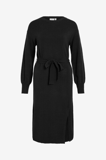 Vila Kjole viRicky L/S Belted Knit Dress /ka Svart Vila Kjole viRicky L/S Belted Knit Dress /ka Svart