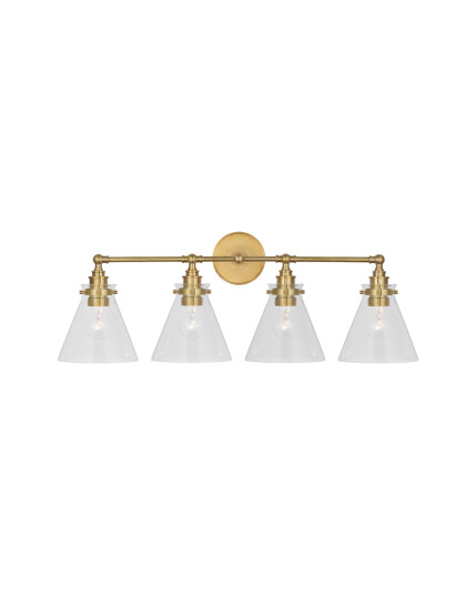 Visual Comfort Parkington 32" Four Light Bath Bar Brass/Clear glass Visual Comfort Parkington 32" Four Light Bath Bar Brass/Clear glass