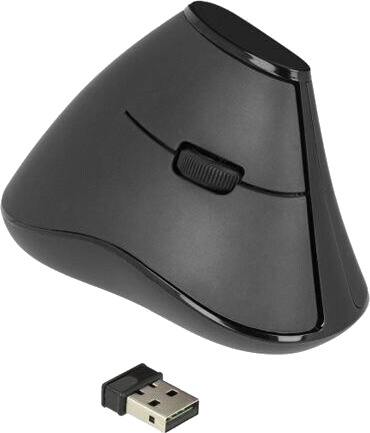 Delock Ergonomic - Vertikal Mus - Ergonomisk - Høyrehendt - Optisk - 5 Knapper - Trådløs - 2.4 Ghz - Usb Trådløs Mottaker - Svart - Løsvekt
