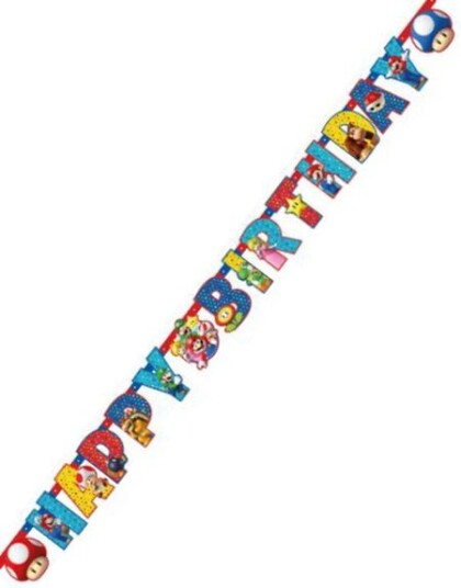 Super Mario Flaggbanner i Papir 1,9 meter