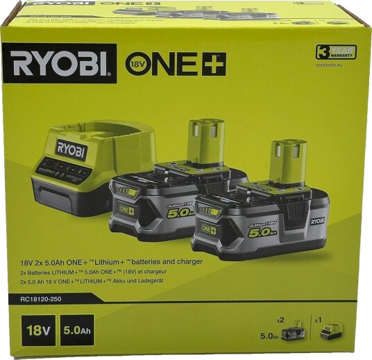 Ryobi Batteri Og Laderpakke ONE+ RC18120 250 18v 5.0Ah Ryobi Batteri Og Laderpakke ONE+ RC18120 250 18v 5.0Ah