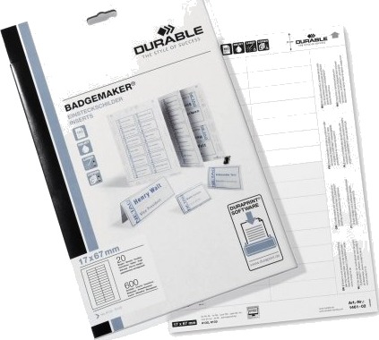 Durable Badgemaker Merkeinnlegg Hvit 600 Stykker