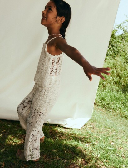 Mango Crochet Top Beige 12 18M