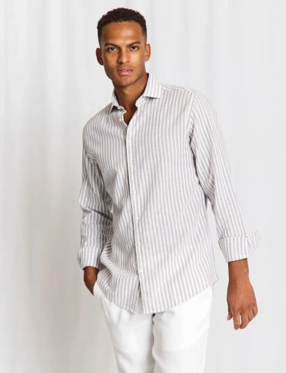 Bruun & Stengade Bs Rubio Casual Modern Fit Shirt   Grey   XXL
