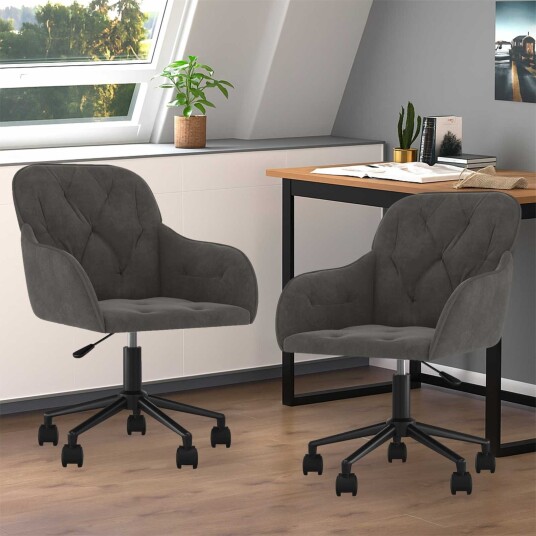 vidaXL Spisestuestol 2 stk. Fløyel 55 x 59,5 x 77 cm Mørkegrå