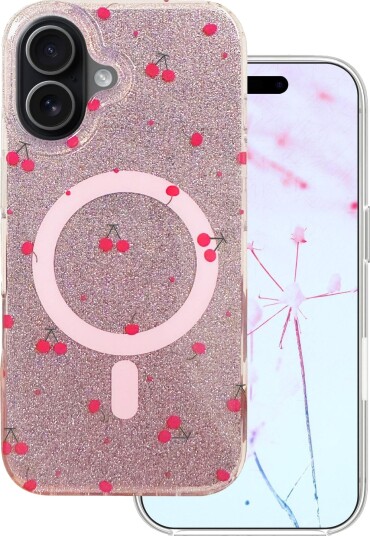 Telforceone Cherry Mag-Deksel Til Iphone 17 6,3" Glitter Telforceone Cherry Mag-Deksel Til Iphone 17 6,3" Glitter