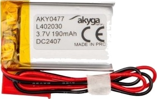 Akyga Aky0477 Batteri Sølv Lithium-Ion Li-Ion 190 Mah 3,7 V 20 Mm AKY0477