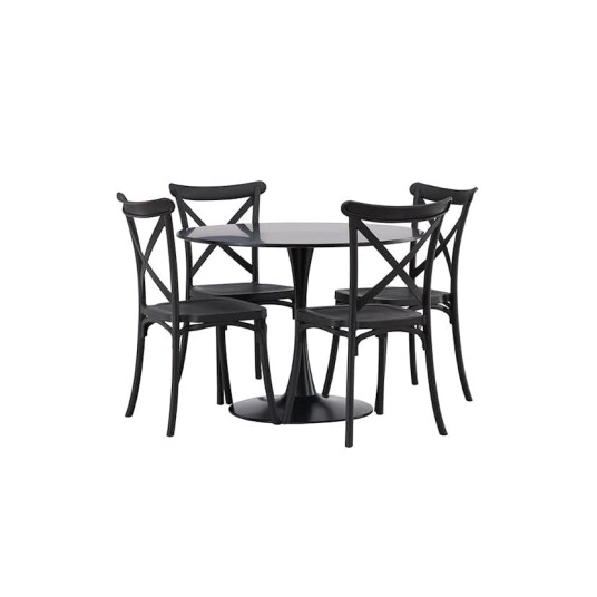 Venture Home Spisegruppe Venture Home Glade Ø 100 cm med 4 Crosett Stoler GR23133