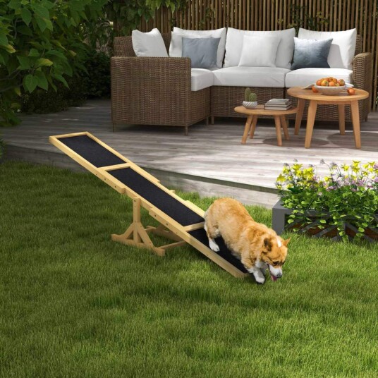 Hundevippe hundeagility vippe laget av tre sklisikker hundeagilityrampe for hunder under 30 kg for balanse 180 x 30 x 30 cm