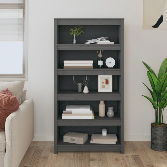 vidaXL Bokhylle gr? 80x35x154 cm heltre furu