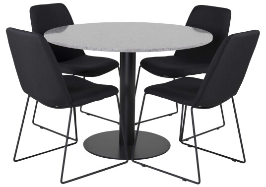 Venture Design Razzia & Muce spisegruppe Grå/svart 4 st stoler & bord 106 cm