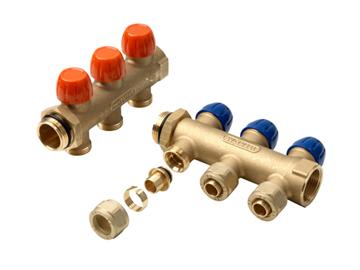 Wavin Tigris 1" 5-Vejs Gulvvarmefordeler med PEX Koblingssett 20x2 mm Wavin Tigris 1" 5-Vejs Gulvvarmefordeler med PEX Koblingssett 20x2 mm