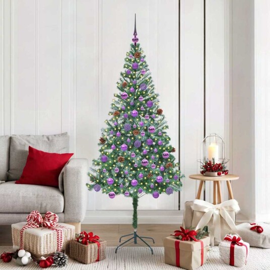  Kunstig juletre med 300 LED med stativ grønn 180 cm PVC og stål
