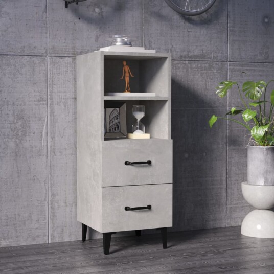 vidaXL Skjenk betonggrå 34,5x34x90 cm konstruert tre vidaXL Skjenk betonggrå 34,5x34x90 cm konstruert tre