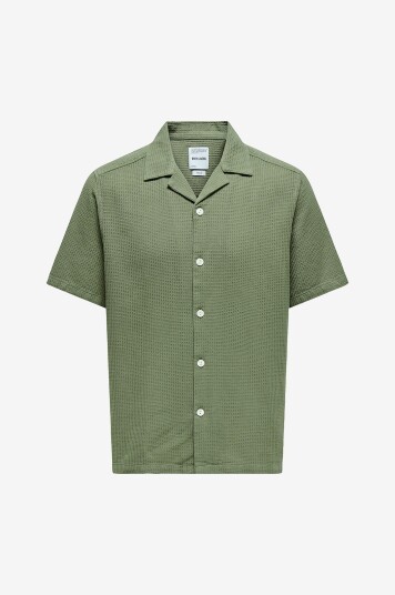Only & Sons Skjorte onsBertil Waffle SS Resort Shirt Grønn