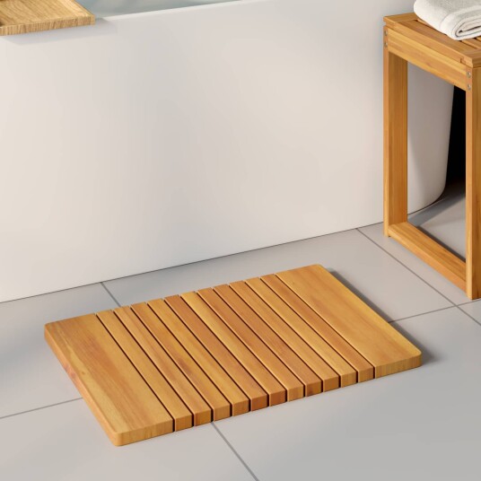 vidaXL Badematte Ensfarget Brun 59 x 40 cm Solid akasietre