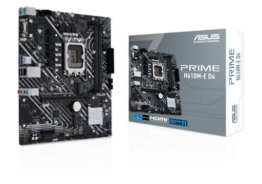 ASUS PRIME H610M-E D4 Hovedkort - Intel H610 - Intel LGA1700 socket - DDR4 RAM - Micro-ATX
