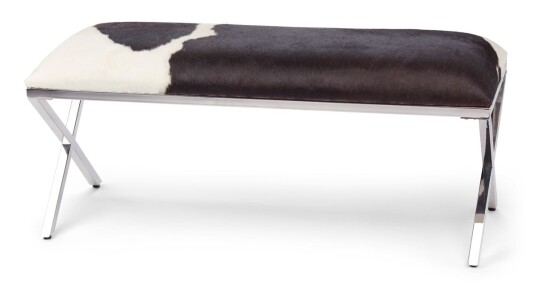 Warm & Comfy Benk Kuskinn 110x45x45 cm Salt / Pepper / Sort / Hvit
