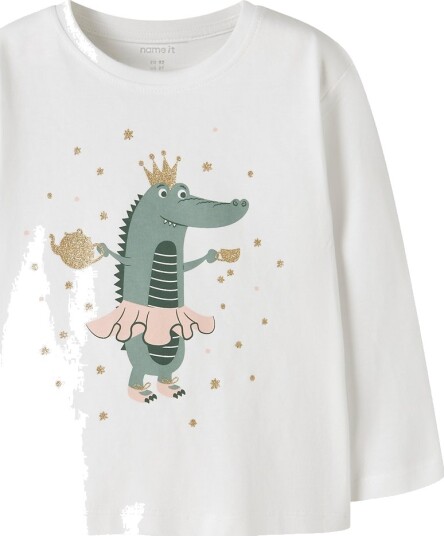 Name It Genser NmfVeen Bright White/Dino Princess Name It 6 år (116) Genser Grønn Gull Hvit Rosa