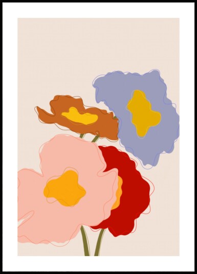 Colorful Abstract Flowers Plakat / 30x40