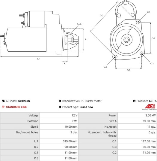 AS-PL S01263S Starter