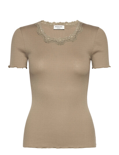 Rosemunde Rwbeatha Silk Ss Lace T-Shirt - Beige - S Rosemunde Rwbeatha Silk Ss Lace T-Shirt - Beige - S