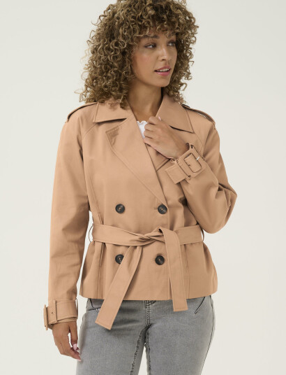 Cream Crrea Crop Trenchcoat Brown 40